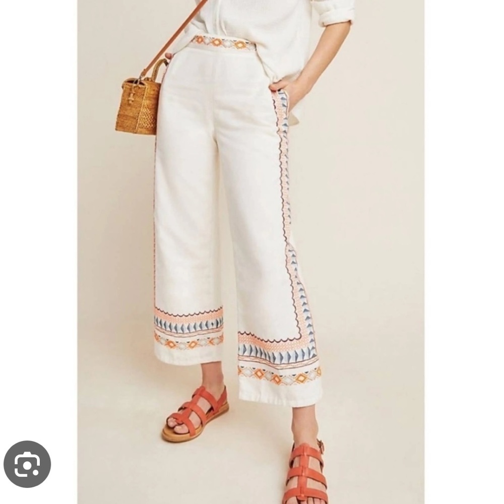 Anthropology Islander Embroidered Pants size 0